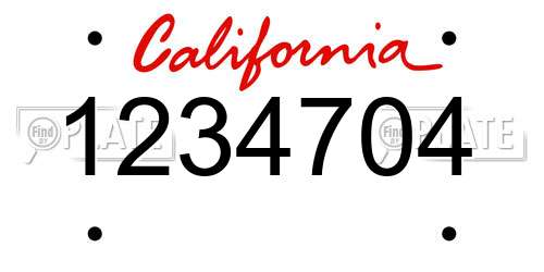 1234704 California License Plate