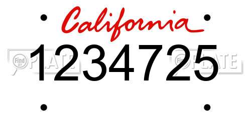 1234725 California License Plate