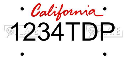 1234TDP California License Plate