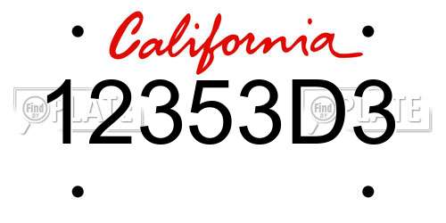 12353D3 California License Plate
