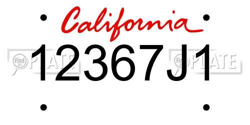 12367J1 California License Plate