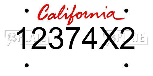 12374X2 California License Plate