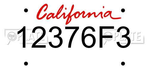 12376F3 California License Plate