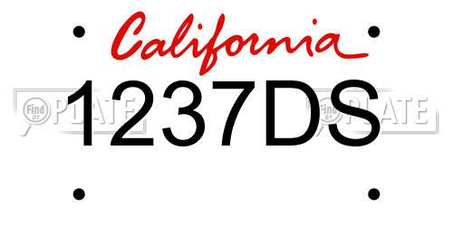 1237DS California License Plate