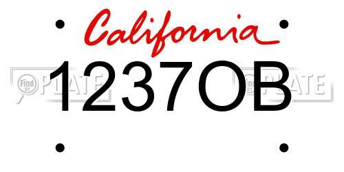 1237OB California License Plate