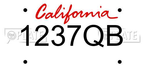 1237QB California License Plate