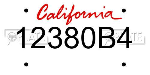 12380B4 California License Plate
