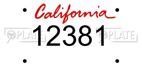 12381 California License Plate