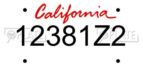 12381Z2 California License Plate