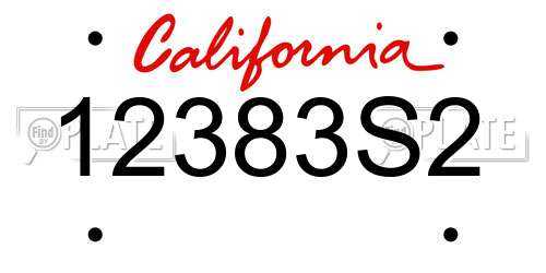 12383S2 California License Plate