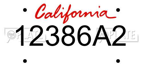 12386A2 California License Plate