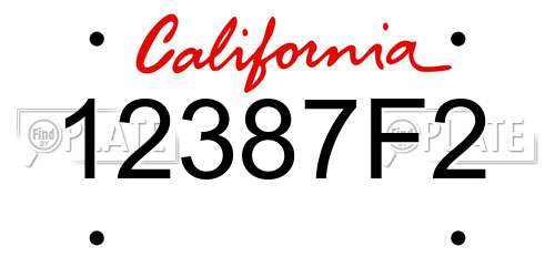 12387F2 California License Plate