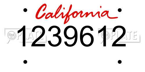 1239612 California License Plate