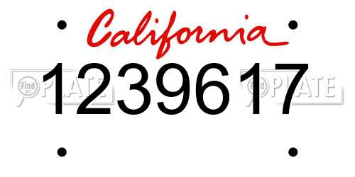 1239617 California License Plate
