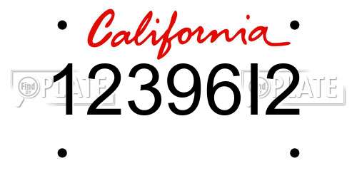 12396I2 California License Plate