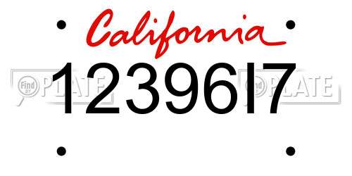 12396I7 California License Plate
