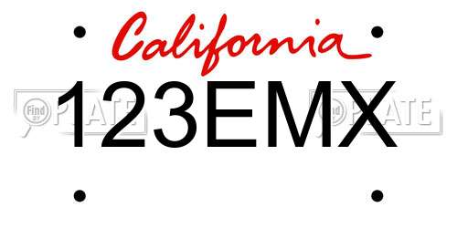 123EMX California License Plate