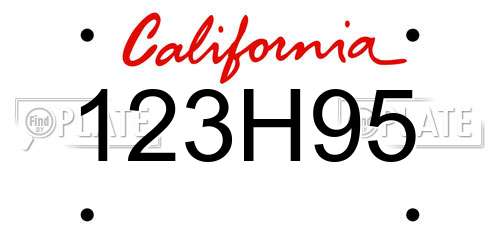 123H95 California License Plate