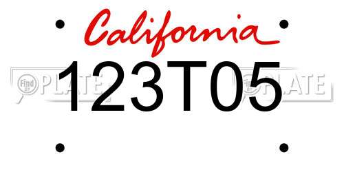 123T05 California License Plate