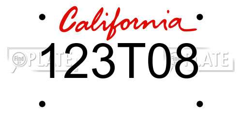 123T08 California License Plate