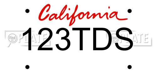 123TDS California License Plate