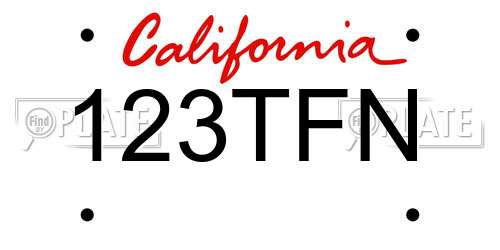 123TFN California License Plate