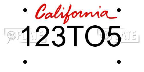 123TO5 California License Plate