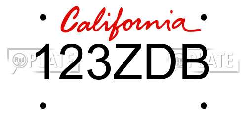 123ZDB California License Plate