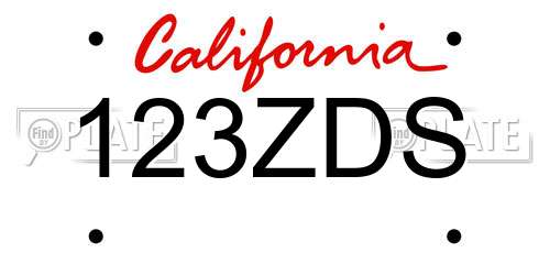 123ZDS California License Plate