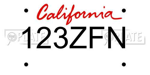 123ZFN California License Plate