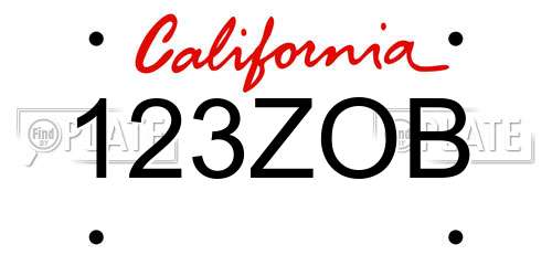 123ZOB California License Plate