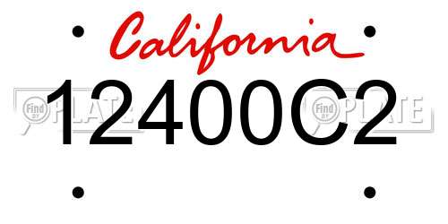12400C2 California License Plate