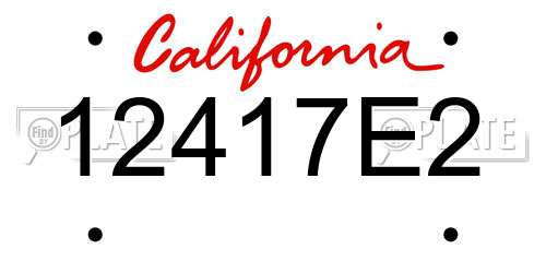 12417E2 California License Plate