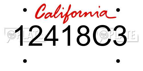 12418C3 California License Plate