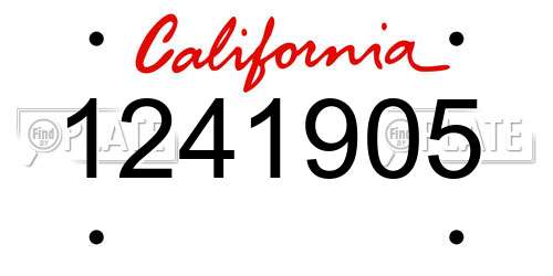 1241905 California License Plate