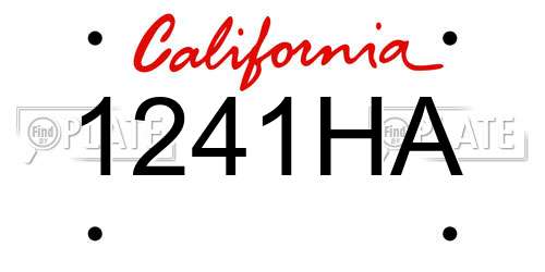 1241HA California License Plate
