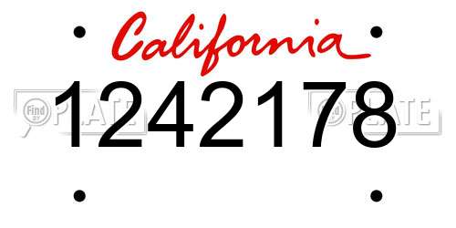 1242178 California License Plate