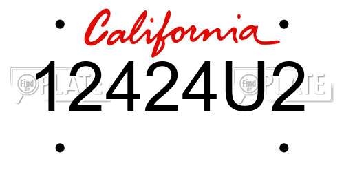 12424U2 California License Plate