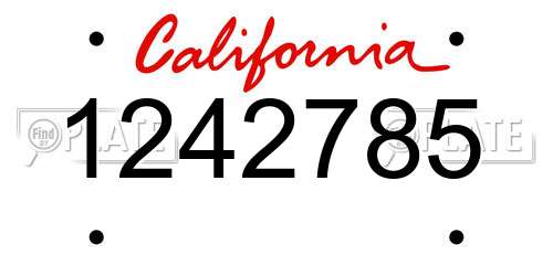 1242785 California License Plate