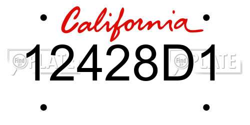 12428D1 California License Plate