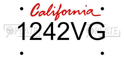 1242VG California License Plate