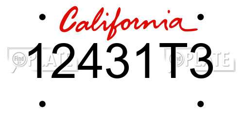 12431T3 California License Plate