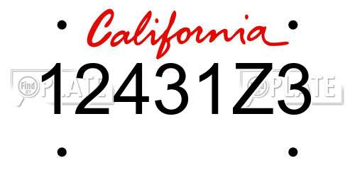 12431Z3 California License Plate
