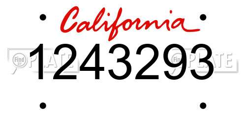 1243293 California License Plate