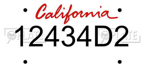 12434D2 California License Plate