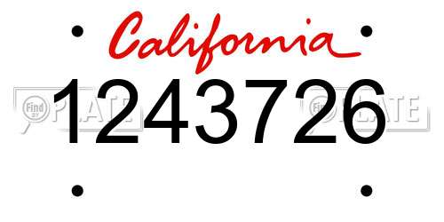 1243726 California License Plate