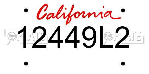 12449L2 California License Plate