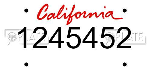 1245452 California License Plate