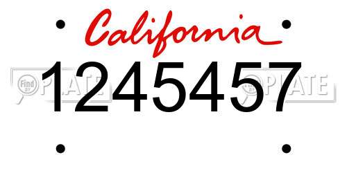 1245457 California License Plate