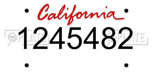 1245482 California License Plate